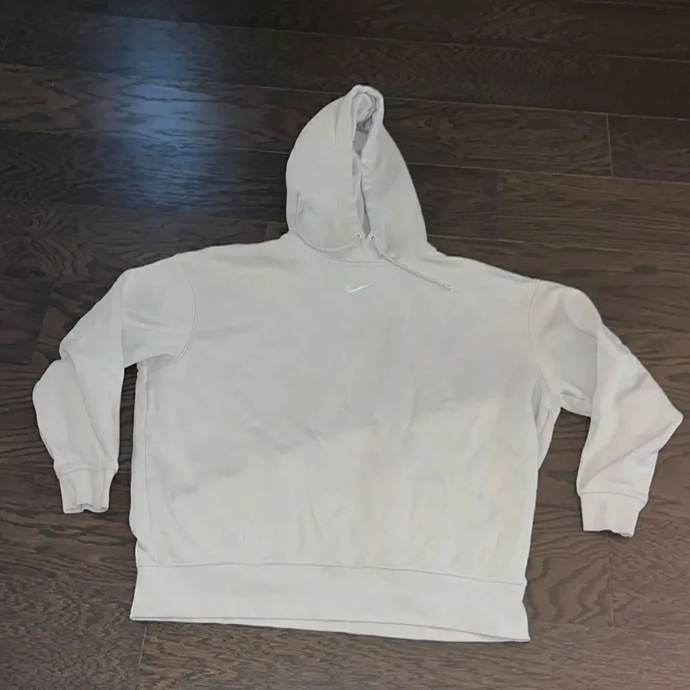 Nike Pale Beige w/ purple Taupe Tan Fleece Hooded Hoodie Sweatshirt Sweater L